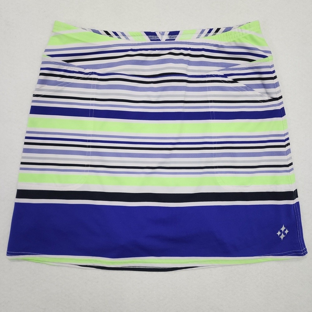 Jofit Golf Skort Skirt Womens Medium Multi Striped Tennis Moisture Wicking MINTY